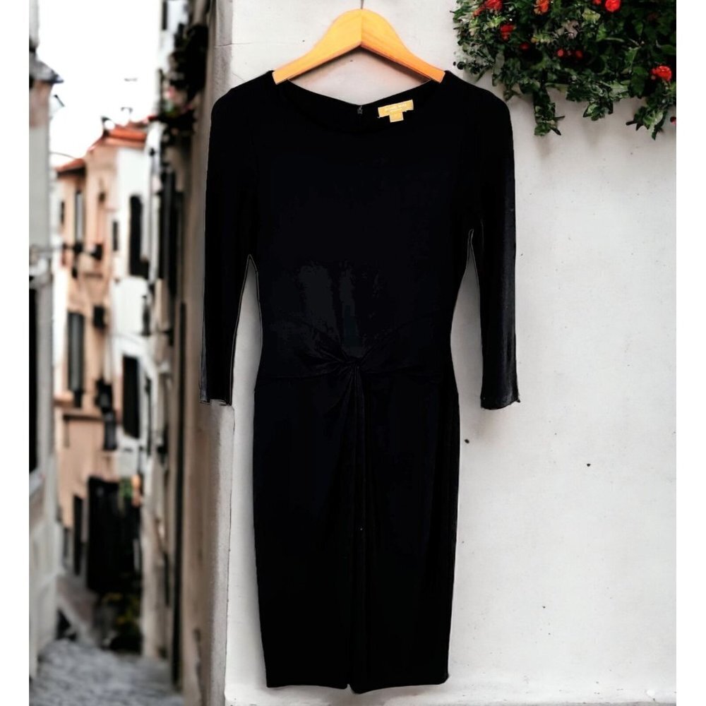MICHAEL KORS COLLECTION Navy Blue Viscose Jersey Gathered Dress Size 4
